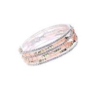 NTLX Multi Strand Beaded Stackable Stretch Bracelets for Women - Bohemian Boho Style Bracelets - Multi Color Layered Statement Bangles, 2.5 inches, Crystal