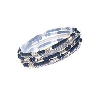 NTLX Multi Strand Beaded Stackable Stretch Bracelets for Women - Bohemian Boho Style Bracelets - Multi Color Layered Statement Bangles, One Size, Crystal
