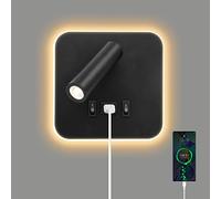 Ntmaichy LED Bedside Wall Light, Wall Mounted Reading Spot Lights with Switch and USB Port, Rotatable Wall Sconce Spotlight for Bedroom, Hallway, Stairs, Hotel, Adjustable 3000K Lighting, 3W+9W LED