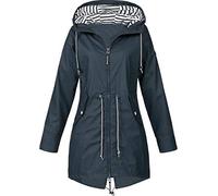 NTNY3 Rain Jacket Women's Raincoat with Hood Waterproof Windbreaker Transition Jacket Breathable Coat, navy, XXXL