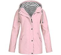 NTNY3 Rain Jacket Women's Raincoat with Hood Waterproof Windbreaker Transition Jacket Breathable Coat, pink, M