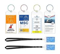 NTONPOWER Cruise Luggage Tags Holder(4 Pcs Cruise Luggage Tags+ 2 Pcs ID Card) with Zip Seal & Steel Loops, Waterproof Clear Luggage Tags Cruise Accessories(3.5 x 7.4 in)