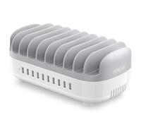 NTONPOWER USB Charging Station for 10 Mobile Phones and Tablets 120 W Docking Station for Docking Multiple Devices and Organise Desk-White