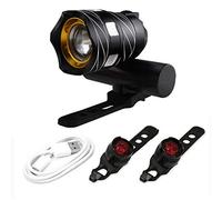 NTPHNB Bike Lights, USB Rechargeable LED Bicycle Torch Light Set, 300 Lumen Front Headlight, Super Bright, Waterproof LED Cycling Front Light Safety Rearlight Flashlight (Gold)