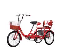NTPHNB Three Wheel Cruiser Bike Two-Seater Adult Tricycle 20in 3-Wheeled Bicycles with Shopping Basket Traditional Design for Seniors(Size:Red)