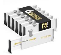 NTQNOIKA Drawer Dividers Organizer 6 Pack, Adjustable Separators 4" High Expandable from 11-17" for Bedroom, Bathroom, Closet, Clothing, Office, Kitchen (White, 6 PACK)