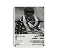 NTRECS ASAP Rocky Long Live Asap Tracklist Album Cover Poster Retro Poster Metal Tin Sign Chic Art Retro Iron Painting Bar People Cave Cafe Family Garage Poster Wall Decoration 12x16inch(30x40cm)
