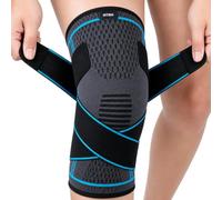 NTRH Knee Support Brace for Women and Men,Adjustable Compression Knee Brace for Arthritis,Joint Pain,Ligament Injury,Meniscus Tear,ACL,MCL,Running,Sports,Squats(single) (L, Blue)