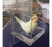 Ntribut Bird Bathtub Cage Pet Bird Bath House With Metal Hanging Hook For Most Birdcage Pet Parrot Budgie Parakeet Cockatiel Cage Water Shower Transparent 13X13X11cm