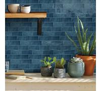 Ntrniva Blue Subway Tile Stickers Peel and Stick for Kitchen Backsplash, 10-Sheet 3D Gel Self Adhesive Wall Tiles for Bathroom, Waterproof Stick on Tiles, Navy Blue Wall Decor, 30.5 x 22.1cm