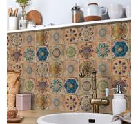 Ntrniva Self Adhesive Wall Tiles Kitchen Bathroom Stick on Tiles Victorian Tile Stickers 15cm(6") 24 pcs Waterproof Oil Proof Transfers Covers Decals Vinyl Wall