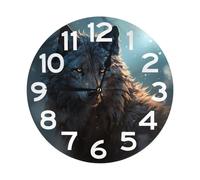 NTVOWPZO 10 Inch Wall Clock Fantasy Wolf Battery Operated Wall Clocks Silent Non-Ticking Round Wall Clock for Living Room Kitchen Home Office Wall Decorative Clock