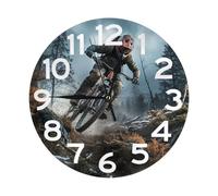 NTVOWPZO 10 Inch Wall Clock Mountain Bike Tournament Battery Operated Wall Clocks Silent Non-Ticking Round Wall Clock for Living Room Kitchen Home Office Wall Decorative Clock