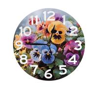 NTVOWPZO 10 Inch Wall Clock Pansy Flowers Battery Operated Wall Clocks Silent Non-Ticking Round Wall Clock for Living Room Kitchen Home Office Wall Decorative Clock