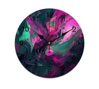 NTVOWPZO 10 Inch Wall Clock Purple and Green Swirls Battery Operated Wall Clocks PVC Silent Non-Ticking Round Wall Clock for Living Room Kitchen Home Office Wall Decorative Clock