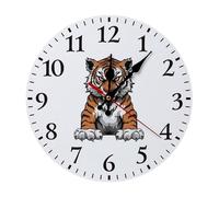 NTVOWPZO 10 Inch Wall Clock Tiger Head with Raised Paws Battery Operated Wall Clocks Silent Non-Ticking Round Wall Clock for Living Room Kitchen Home Office Wall Decorative Clock