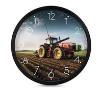 NTVOWPZO 10 Inch Wall Clock Tractor Farm Battery Operated Wall Clocks Silent Non-Ticking Round Wall Clock for Living Room Kitchen Home Office Wall Decorative Clock