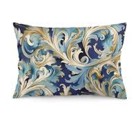 NTVOWPZO 2 Pack Decoration Throw Pillow Covers 12 "x20 Pillowcases Covers Elegant Blue Gold Florentine Pillowcases Modern Farmhouse Home Decor Sofa Cushions Covers for Couch Bed Living Room