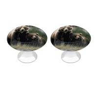 NTVOWPZO 2 Pack Round Cute Bears Cabinet Knobs Pulls Decorative Farmhouse Kitchen Cabinet Door Knob, 2.8cm/1.1" Knob Pull Handles with Screws, Metal Dresser Knobs for Cupboard, Closet, Bifold Door