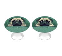 NTVOWPZO 2 Pack Round Pug Green Cabinet Knobs Pulls Decorative Farmhouse Kitchen Cabinet Door Knob, 2.8cm/1.1" Knob Pull Handles with Screws, Metal Dresser Knobs for Cupboard, Closet, Bifold Door