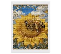 NTVOWPZO 5D Diamond Art Kits for Adults Beginners DIY Bee Sunflower Disc Full Drill Diamond Painting Gem Art Kits Round Diamonds Dots Kit Paint by Numbers for Crafts Gift Home Wall Decor 12x16