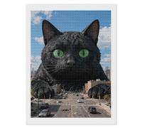 NTVOWPZO 5D Diamond Art Kits for Adults Beginners DIY Black Cat Giant City Full Drill Diamond Painting Gem Art Kits Round Diamonds Dots Kit Paint by Numbers for Crafts Gift Home Wall Decor 12x16