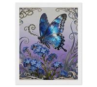 NTVOWPZO 5D Diamond Art Kits for Adults Beginners DIY Blue Morpho Myosotis Full Drill Diamond Painting Gem Art Kits Round Diamonds Dots Kit Paint by Numbers for Crafts Gift Home Wall Decor 16x20