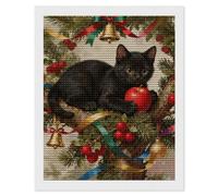 NTVOWPZO 5D Diamond Art Kits for Adults Beginners DIY Cat on The Christmas Tree Full Drill Diamond Painting Gem Art Kits Round Diamonds Dots Kit Paint by Numbers for Crafts Gift Home Wall Decor 16x20
