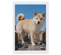 NTVOWPZO 5D Diamond Art Kits for Adults Beginners DIY Champagne Shiba Giant City Full Drill Diamond Painting Gem Art Kits Round Diamonds Dots Kit Paint by Numbers for Crafts Gift Home Wall Decor 8x12