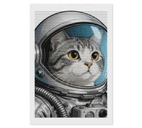 NTVOWPZO 5D Diamond Art Kits for Adults Beginners DIY Colored Astronaut Cat Full Drill Diamond Painting Gem Art Kits Round Diamonds Dots Kit Paint by Numbers for Crafts Gift Home Wall Decor 8x12