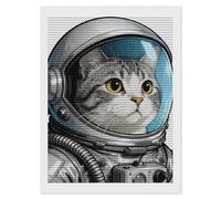 NTVOWPZO 5D Diamond Art Kits for Adults Beginners DIY Colored Astronaut Cat Full Drill Diamond Painting Gem Art Kits Round Diamonds Dots Kit Paint by Numbers for Crafts Gift Home Wall Decor 12x16