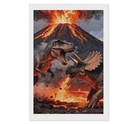 NTVOWPZO 5D Diamond Art Kits for Adults Beginners DIY Dinosaur Volcano Eruption Full Drill Diamond Painting Gem Art Kits Round Diamonds Dots Kit Paint by Numbers for Crafts Gift Home Wall Decor 8x12