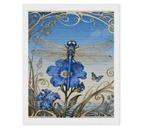 NTVOWPZO 5D Diamond Art Kits for Adults Beginners DIY Dragonfly Forget-me-not Full Drill Diamond Painting Gem Art Kits Round Diamonds Dots Kit Paint by Numbers for Crafts Gift Home Wall Decor 16x20