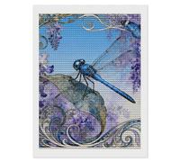 NTVOWPZO 5D Diamond Art Kits for Adults Beginners DIY Dragonfly Jacaranda Leaf Full Drill Diamond Painting Gem Art Kits Round Diamonds Dots Kit Paint by Numbers for Crafts Gift Home Wall Decor 12x16