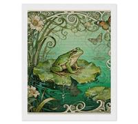 NTVOWPZO 5D Diamond Art Kits for Adults Beginners DIY Frog Lotus Pad Full Drill Diamond Painting Gem Art Kits Round Diamonds Dots Kit Paint by Numbers for Crafts Gift Home Wall Decor 16x20