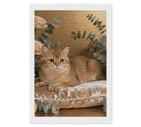 NTVOWPZO 5D Diamond Art Kits for Adults Beginners DIY Golden Cat Champagne Pad Full Drill Diamond Painting Gem Art Kits Round Diamonds Dots Kit Paint by Numbers for Crafts Gift Home Wall Decor 8x12