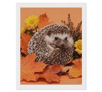 NTVOWPZO 5D Diamond Art Kits for Adults Beginners DIY Hedgehog in Orange Leaves Full Drill Diamond Painting Gem Art Kits Round Diamonds Dots Kit Paint by Numbers for Crafts Gift Home Wall Decor 16x20