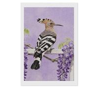 NTVOWPZO 5D Diamond Art Kits for Adults Beginners DIY Hoopoe on Purple Wisteria Full Drill Diamond Painting Gem Art Kits Round Diamonds Dots Kit Paint by Numbers for Crafts Gift Home Wall Decor 8x12