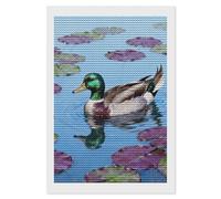NTVOWPZO 5D Diamond Art Kits for Adults Beginners DIY Mallard on Water Lily Full Drill Diamond Painting Gem Art Kits Round Diamonds Dots Kit Paint by Numbers for Crafts Gift Home Wall Decor 8x12