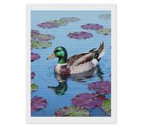 NTVOWPZO 5D Diamond Art Kits for Adults Beginners DIY Mallard on Water Lily Full Drill Diamond Painting Gem Art Kits Round Diamonds Dots Kit Paint by Numbers for Crafts Gift Home Wall Decor 12x16