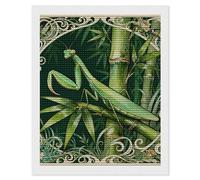 NTVOWPZO 5D Diamond Art Kits for Adults Beginners DIY Mantis Bamboo Leaf Full Drill Diamond Painting Gem Art Kits Round Diamonds Dots Kit Paint by Numbers for Crafts Gift Home Wall Decor 16x20