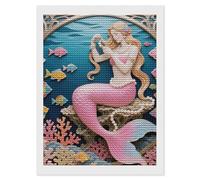 NTVOWPZO 5D Diamond Art Kits for Adults Beginners DIY Mermaid Coral Comb Full Drill Diamond Painting Gem Art Kits Round Diamonds Dots Kit Paint by Numbers for Crafts Gift Home Wall Decor 12x16