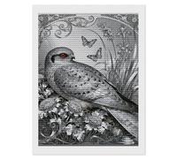 NTVOWPZO 5D Diamond Art Kits for Adults Beginners DIY Nightjar Dusty Miller Full Drill Diamond Painting Gem Art Kits Round Diamonds Dots Kit Paint by Numbers for Crafts Gift Home Wall Decor 12x16