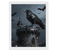NTVOWPZO 5D Diamond Art Kits for Adults Beginners DIY Obsidian Raven Tower Full Drill Diamond Painting Gem Art Kits Round Diamonds Dots Kit Paint by Numbers for Crafts Gift Home Wall Decor 16x20