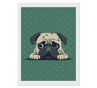 NTVOWPZO 5D Diamond Art Kits for Adults Beginners DIY Pug Green Full Drill Diamond Painting Gem Art Kits Round Diamond Dots Kit Paint by Numbers for Crafts Gift and Home Wall Decor 12"x16"