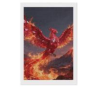 NTVOWPZO 5D Diamond Art Kits for Adults Beginners DIY Ruby Phoenix Flame Full Drill Diamond Painting Gem Art Kits Round Diamonds Dots Kit Paint by Numbers for Crafts Gift Home Wall Decor 8x12