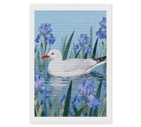 NTVOWPZO 5D Diamond Art Kits for Adults Beginners DIY Seagull by Iris Flower Full Drill Diamond Painting Gem Art Kits Round Diamonds Dots Kit Paint by Numbers for Crafts Gift Home Wall Decor 8x12