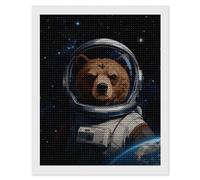 NTVOWPZO 5D Diamond Art Kits for Adults Beginners DIY Space Astronaut Bear Full Drill Diamond Painting Gem Art Kits Round Diamonds Dots Kit Paint by Numbers for Crafts Gift Home Wall Decor 16x20