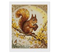 NTVOWPZO 5D Diamond Art Kits for Adults Beginners DIY Squirrel Forsythia Branch Full Drill Diamond Painting Gem Art Kits Round Diamonds Dots Kit Paint by Numbers for Crafts Gift Home Wall Decor 16x20