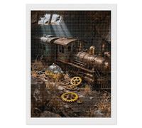 NTVOWPZO 5D Diamond Art Kits for Adults Beginners DIY Steampunk Train Wreck Full Drill Diamond Painting Gem Art Kits Round Diamonds Dots Kit Paint by Numbers for Crafts Gift Home Wall Decor 12x16